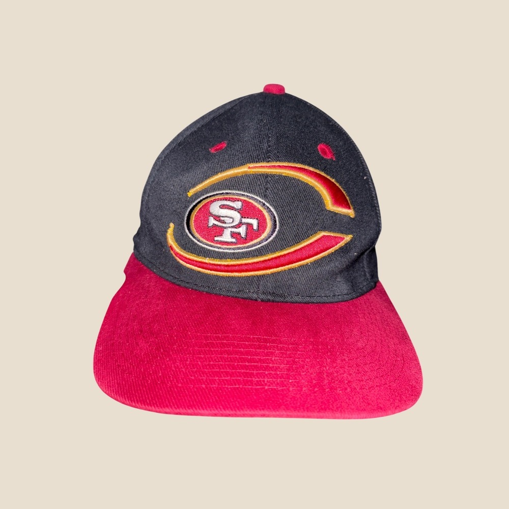Vintage 1996 1997 NFL Game Day San Francisco 49ers Hat Black Red Brim Cap